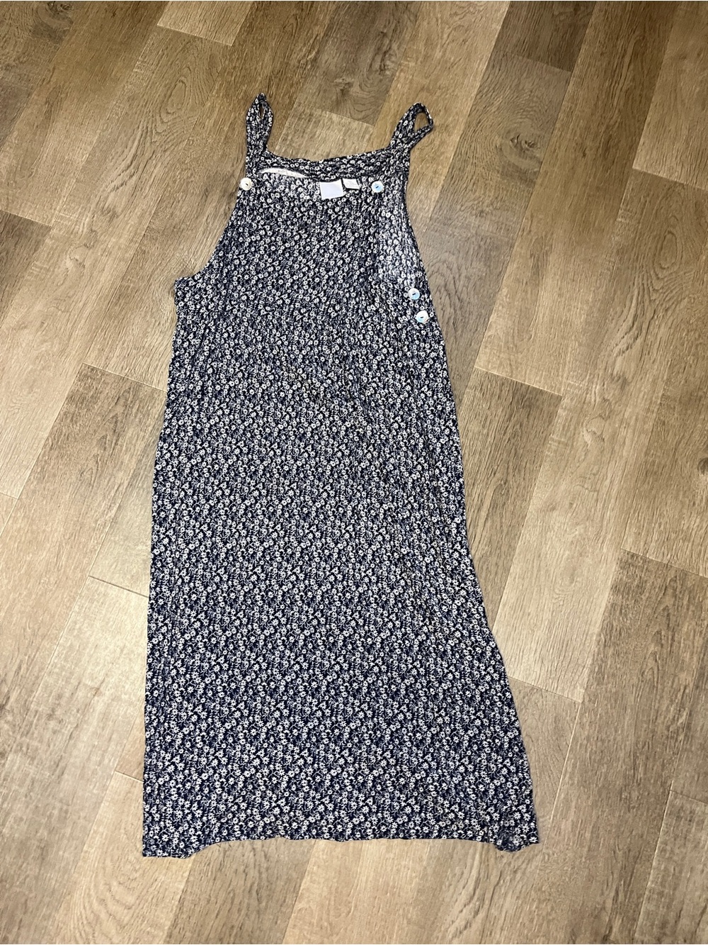 Navy Floral overall Midi Dress